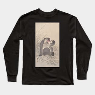 Monkey and Bug by Ohara koson Long Sleeve T-Shirt